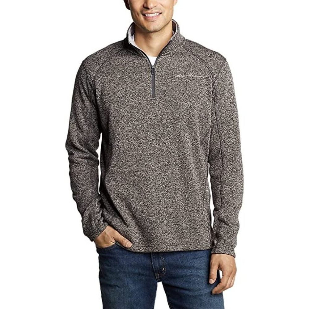 NWT Eddie Bauer Men's 1/4 Zip Sweater Fleece Pullover, Charcoal Heather, XXL